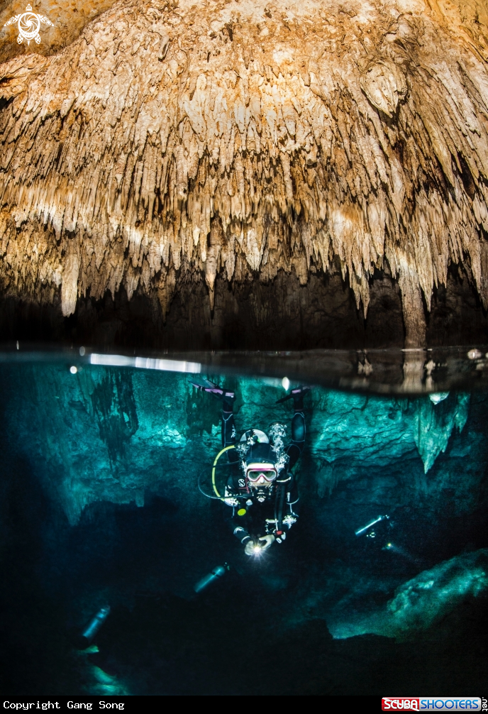 A divers in cenote 