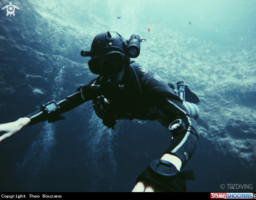 A Sidemount diver in Cenotes