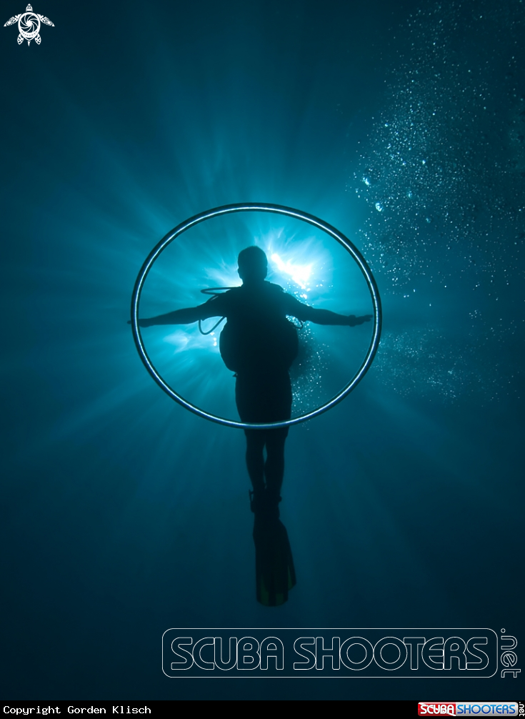 A Human and a bubble ring