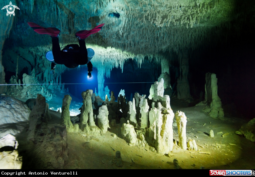 A cave diving