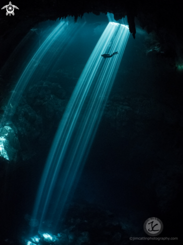 A Light beams at the Pit Cenote