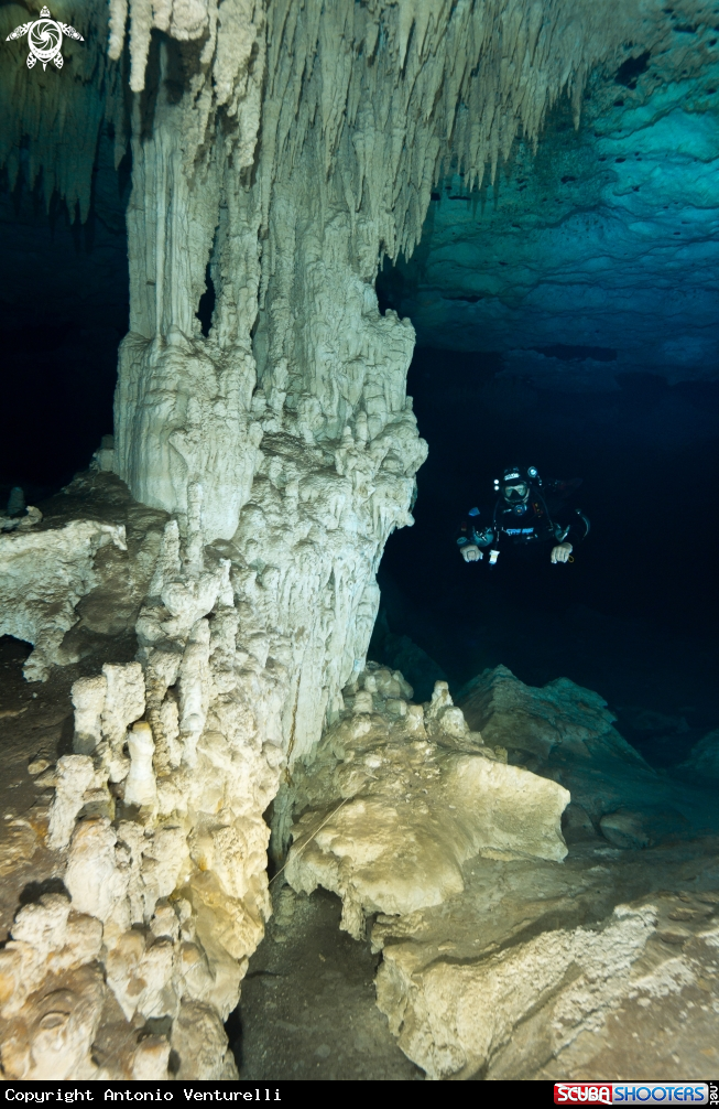 A cave diving
